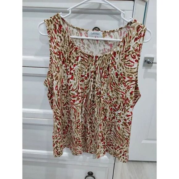 Calvin Klein Multi Color Animal Print Blouse - Picture 1 of 6